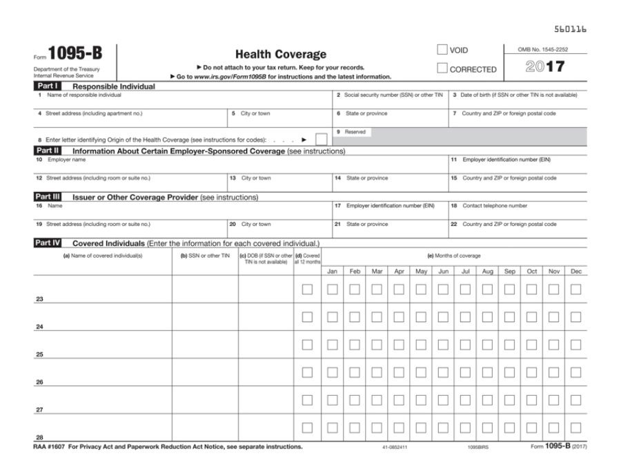 ComplyRight 1095 B InkjetLaser Tax Forms Landscape IRS Copy 8 12 X 11 ...