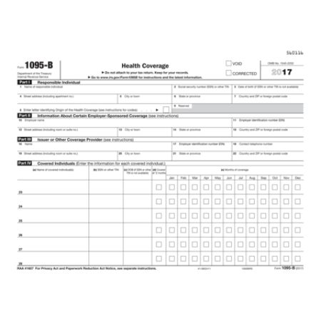 ComplyRight 1095 B InkjetLaser Tax Forms Landscape IRS Copy 8 12 x 11 ...