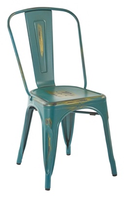 Office Star Bristow Armless Chair Antique Turquoise Set Of 4