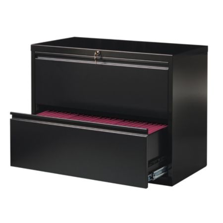 WorkPro Metal Lateral File Cabinet 2 Drawers 36 W Black - Office Depot