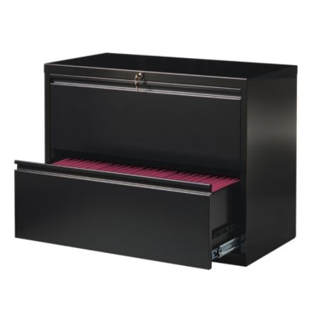 WorkPro Metal Lateral File Cabinet 2 Drawers 36 W Black ...