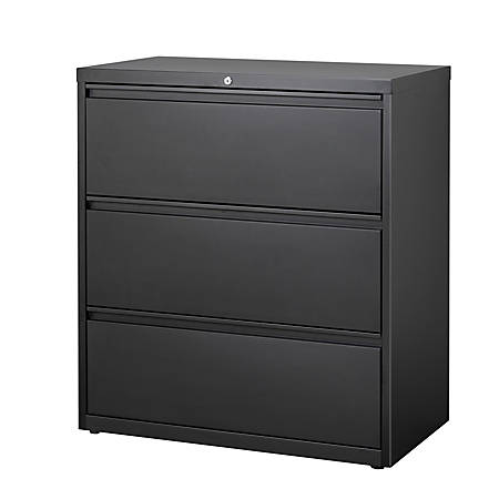 workpro metal lateral file cabinet 3 drawers 36 w black - office depot