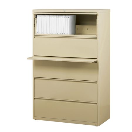 WorkPro 36 W 5 Drawer Metal Lateral File Cabinet Putty ...