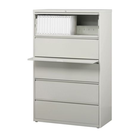 WorkPro 36 W 5 Drawer Metal Lateral File Cabinet Light Gray - Office Depot