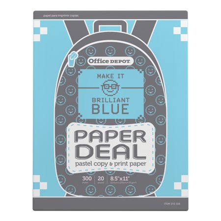 Office Depot Brand School Copy Paper Letter Size Paper 20 Lb Blue Pack