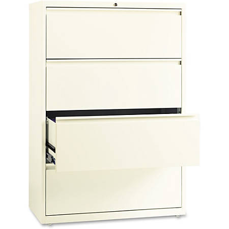 Lorell Fortress 36 W Lateral 4 Drawer File Cabinet Metal Cloud