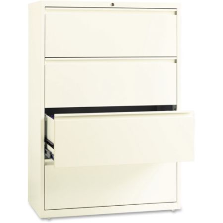 Lorell Fortress 36 W Lateral 4 Drawer File Cabinet Metal Cloud