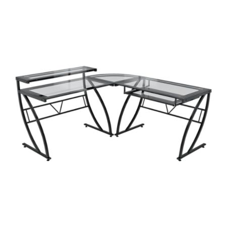 Z Line Designs Feliz L Shaped Glass Computer Desk Black Office Depot