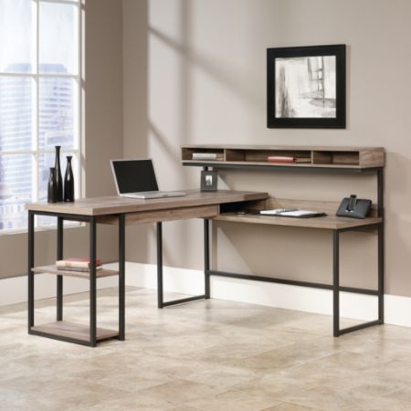 Sauder Transit Multi Tiered L Shaped Desk Salted Oak Office Depot