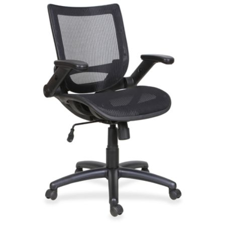 Lorell Flipper Arm Mid Back Mesh Task Chair Black by ...