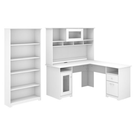 Bush Cabot 60 W L Deskhutch White Office Depot