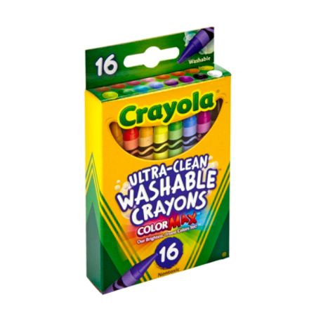 Washable Crayons Regular 16PK Assorted - Office Depot