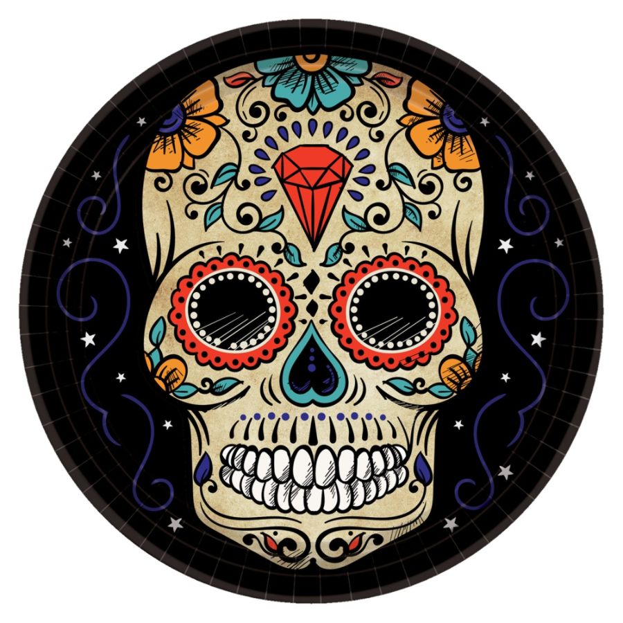 UPC 192937081570 product image for Amscan Paper Halloween Sugar Skull Plates, 10-1/2