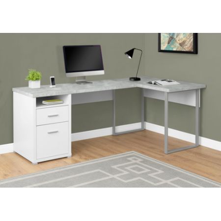 Monarch Specialties L Shaped Computer Desk With 2 Drawers Gray