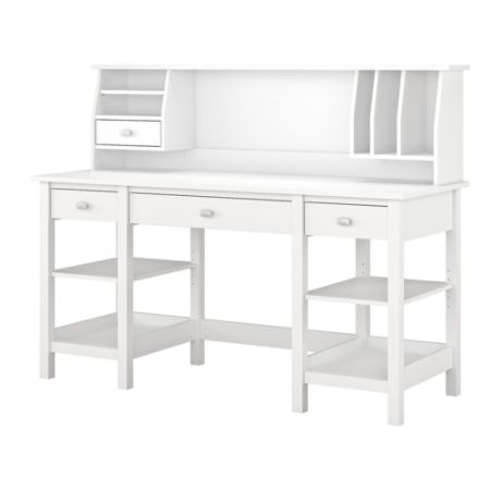 Bush Furniture Broadview 60 W Desk With Storage Shelves And Small