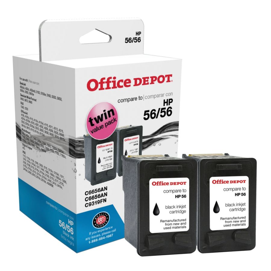Office Depot Brand C56 2 HP 56 Remanufactured Black Ink Cartridges Pack Of 2 - Office Depot