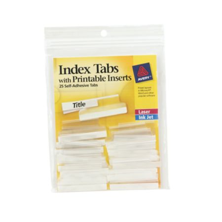 Avery Self Adhesive Index Tabs With Printable Inserts 1 12 Clear Pack ...