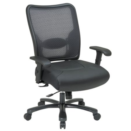 Office Star Big Tall High Back Chair With Air Grid Mesh Back 44 1 2 H X 30 1 4 W X 28 3 4 D Black Frame Black Leather Item 399945