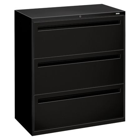 Hon 36 W Lateral 3 Drawer File Cabinet Metal Black Office Depot