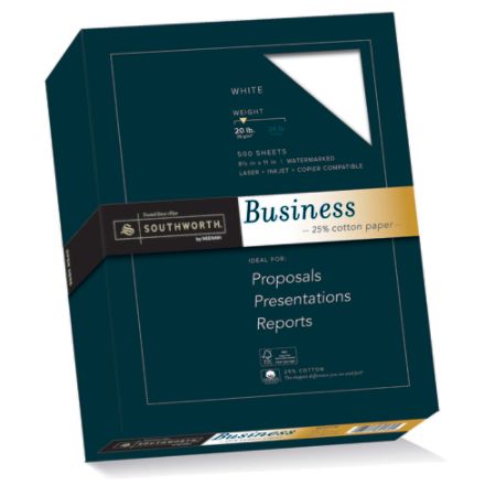 Southworth 25 Cotton Business Paper 8 1 2 X 11 20 Lb White Box Of 500 Item 402354