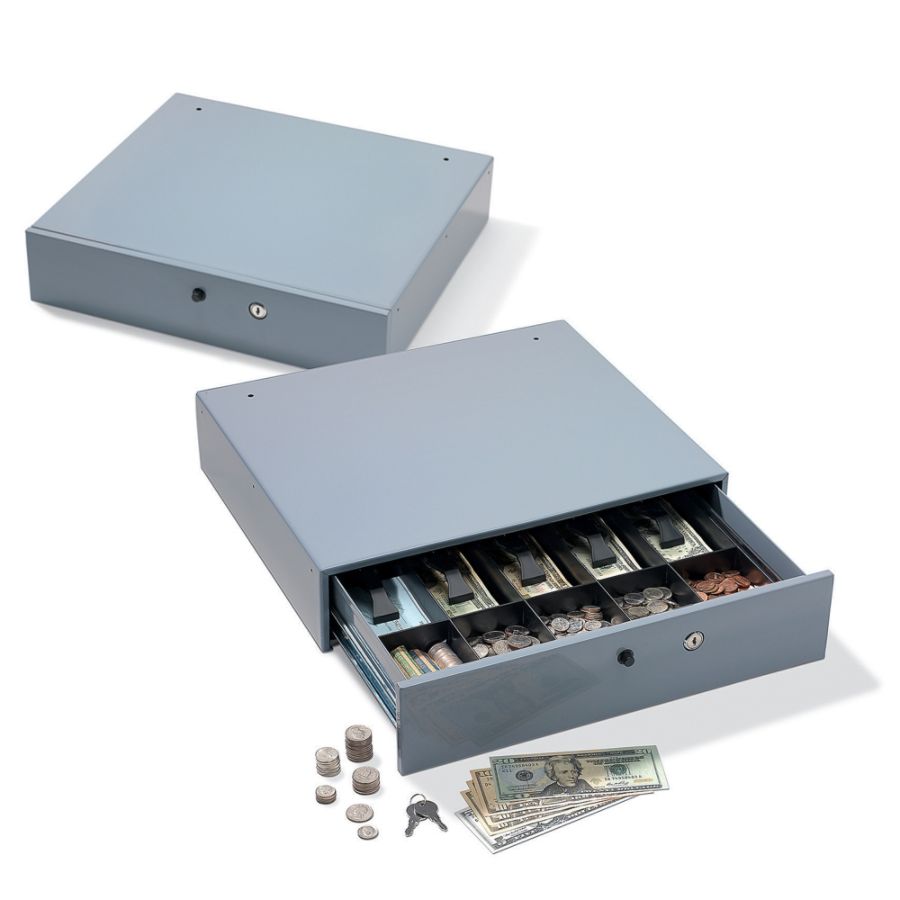 Large Capacity Manual Cash Drawer Gray Office Depot