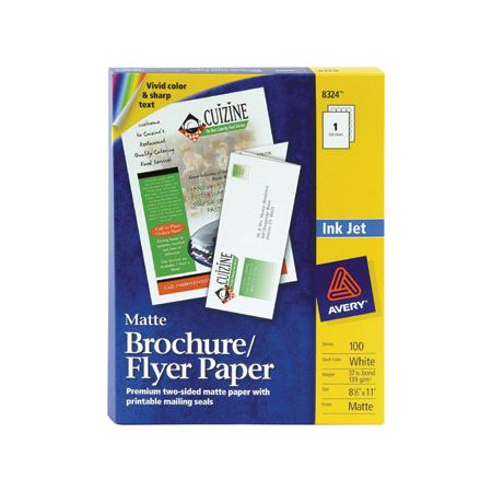 Avery Inkjet Trifold Matte Brochures Letter Size 8 1 2 X 11 White Pack Of 100 Item 409611