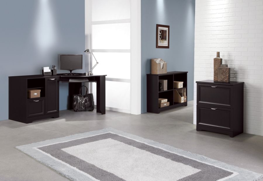 Realspace Magellan Corner Desk Espresso 2 Drawers 30 Height