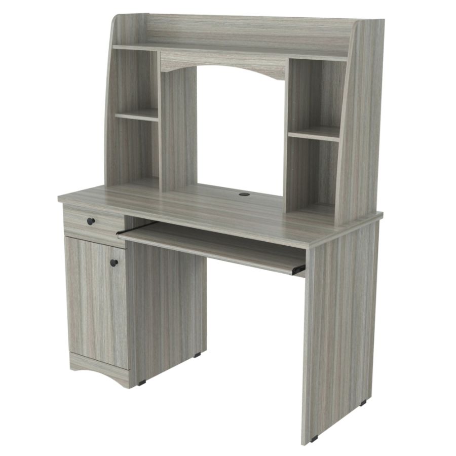 Inval Jansse Computer Deskworkcenter With Hutch Smoke Oak Office