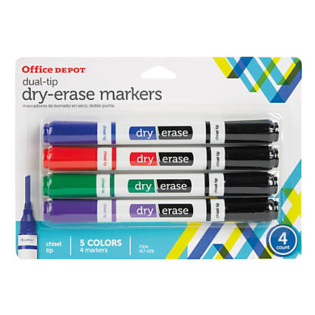 Office Depot Brand Dual Tip Dry Erase Markers Chisel Point White ...