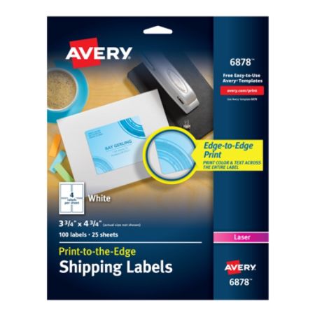 Avery Print To The Edge Permanent Laser Shipping Labels 6878 3 34 x 4 ...