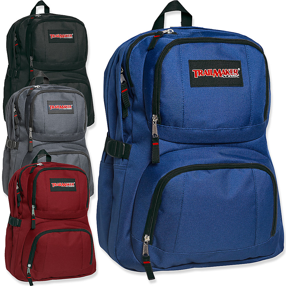 Trailmaker Double-Compartment Backpacks, Assorted Colors, Pack Of 24 Backpacks