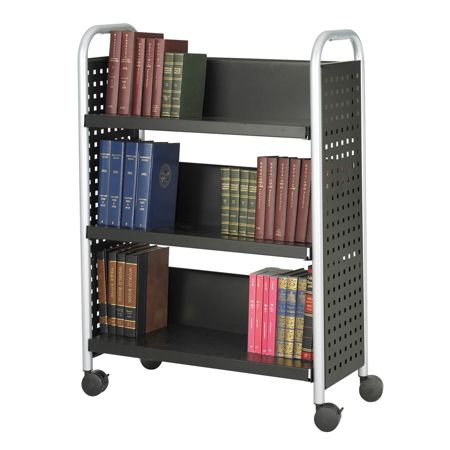 Safco Scoot Steel Book Cart 3 Single Sided Shelves 45 H X 32 12 W