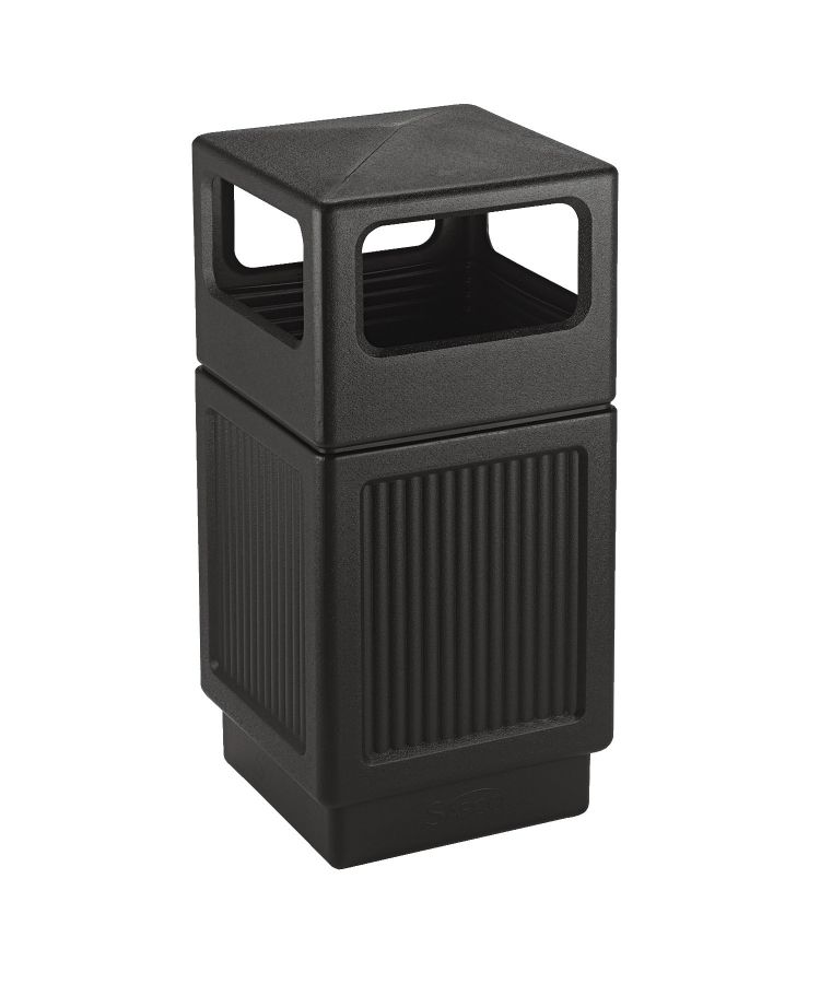 Safco Canmeleon Side-Open Receptacle Square Polyethylene 38gal Textured Black 9476BL