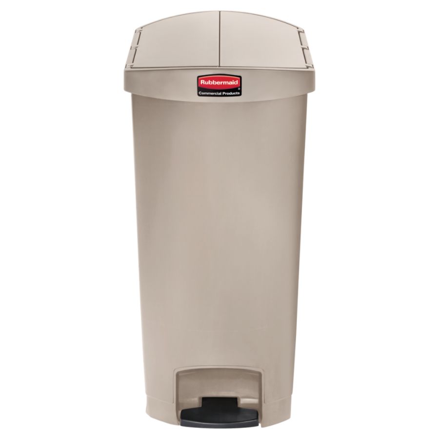 Rubbermaid Commercial Slim Jim Resin Step-On Container End Step Style 18 gal Beige 1883551