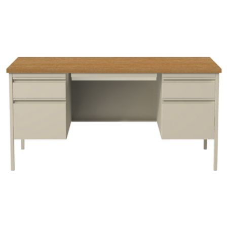 Lorell Fortress Series 60 W Steel Double Pedestal Desk Puttyoak