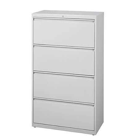 Workpro 30 W Lateral 4 Drawer File Cabinet Metal Light Gray