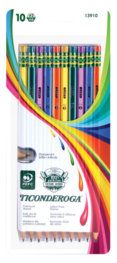 Ticonderoga Striped Wood Pencils 2 Soft Lead Assorted Colors Pack Of 10 ...