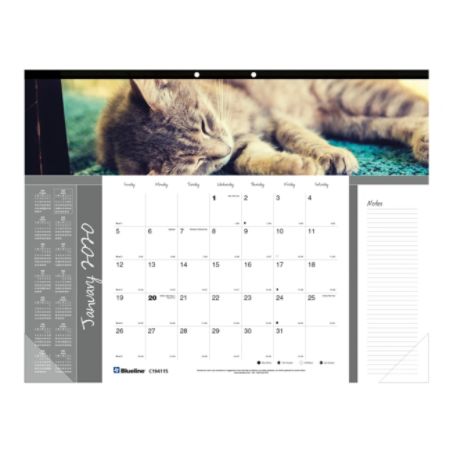 Blueline Furry Collection Monthly Desk Pad Calendar 22 X 17