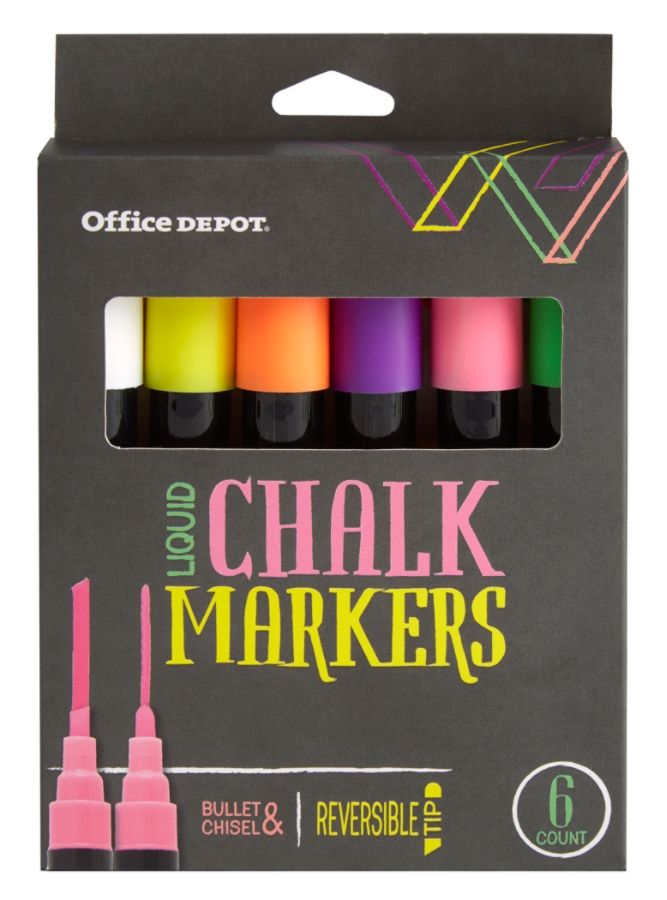 Office Depot Brand Liquid Chalk Markers Bullet Point Assorted Colors Pack Of 6 Markers - Office ...