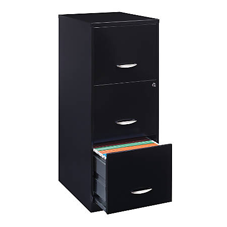 realspace 18 d 3 drawer vertical file cabinet black - office depot