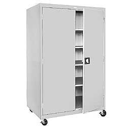 Sandusky Lee Heavy-Duty Welded Steel Mobile Cabinet, 36in.W x 24in.D x 78in.H, Light Gray, Model# TA4R362472-05