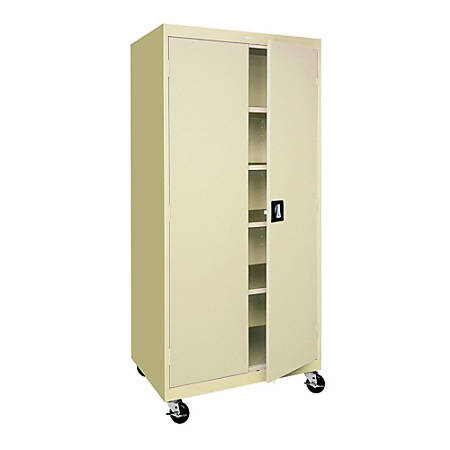Sandusky Mobile Steel Storage Cabinet 78 H X 36 W X 24 D Putty