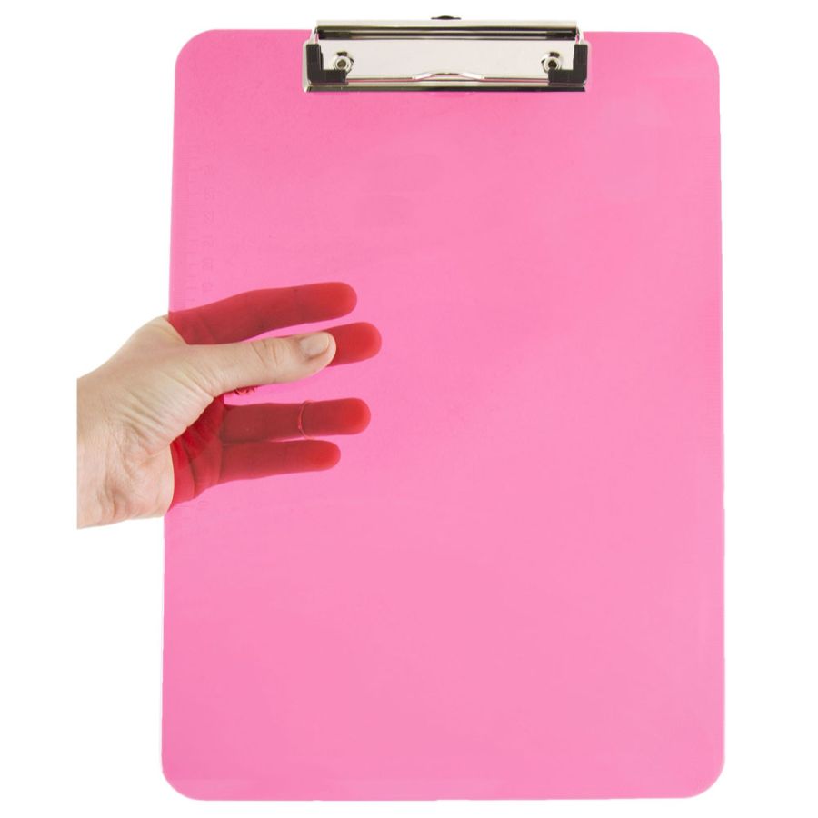 JAM Paper 9" x 12 1/2" Plastic Clipboards with Low Profile Metal Clip - Letter Size - Pink