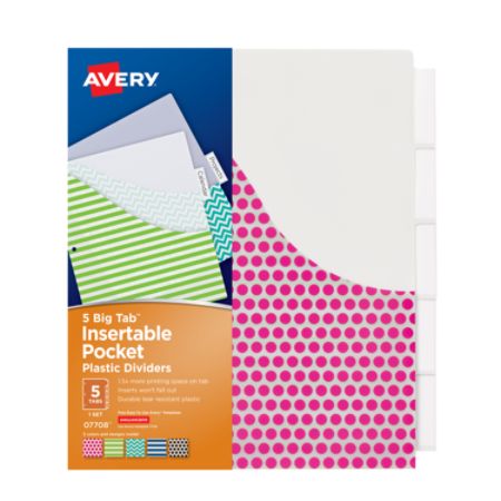 Avery Big Tab Insertable Plastic Dividers With Pockets 9 14 x 11 12 ...