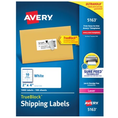 Avery Permanent Shipping Labels With Trueblock Technology 5163 2 X