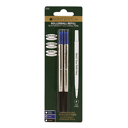 rollerball refills monteverde parker pens pack mm point fine officedepot