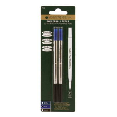 rollerball refills monteverde parker pens pack mm point fine officedepot