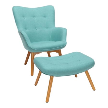 Ofm 161 Collection Mid Century Modern Tufted Lounge Chair With Ottoman Teal Item 4665735