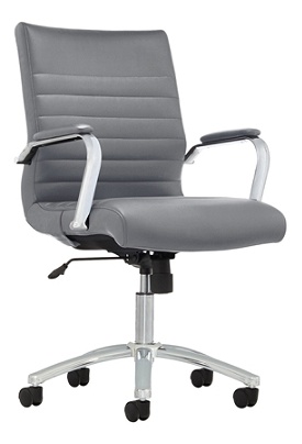 Realspace Modern Comfort Winsley Bonded Leather Mid Back Chair Gray Item 466979