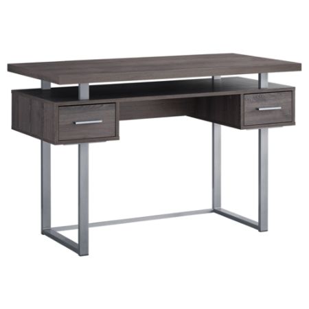 Monarch Specialties Computer Desk With Drawers Dark Taupesilver
